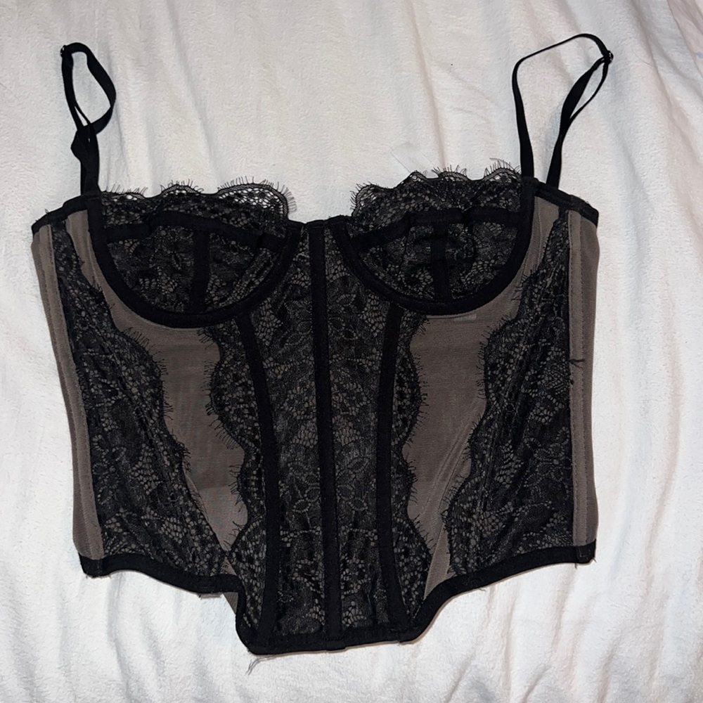 UO Black Modern Love Corset Top - Picture 2 of 4